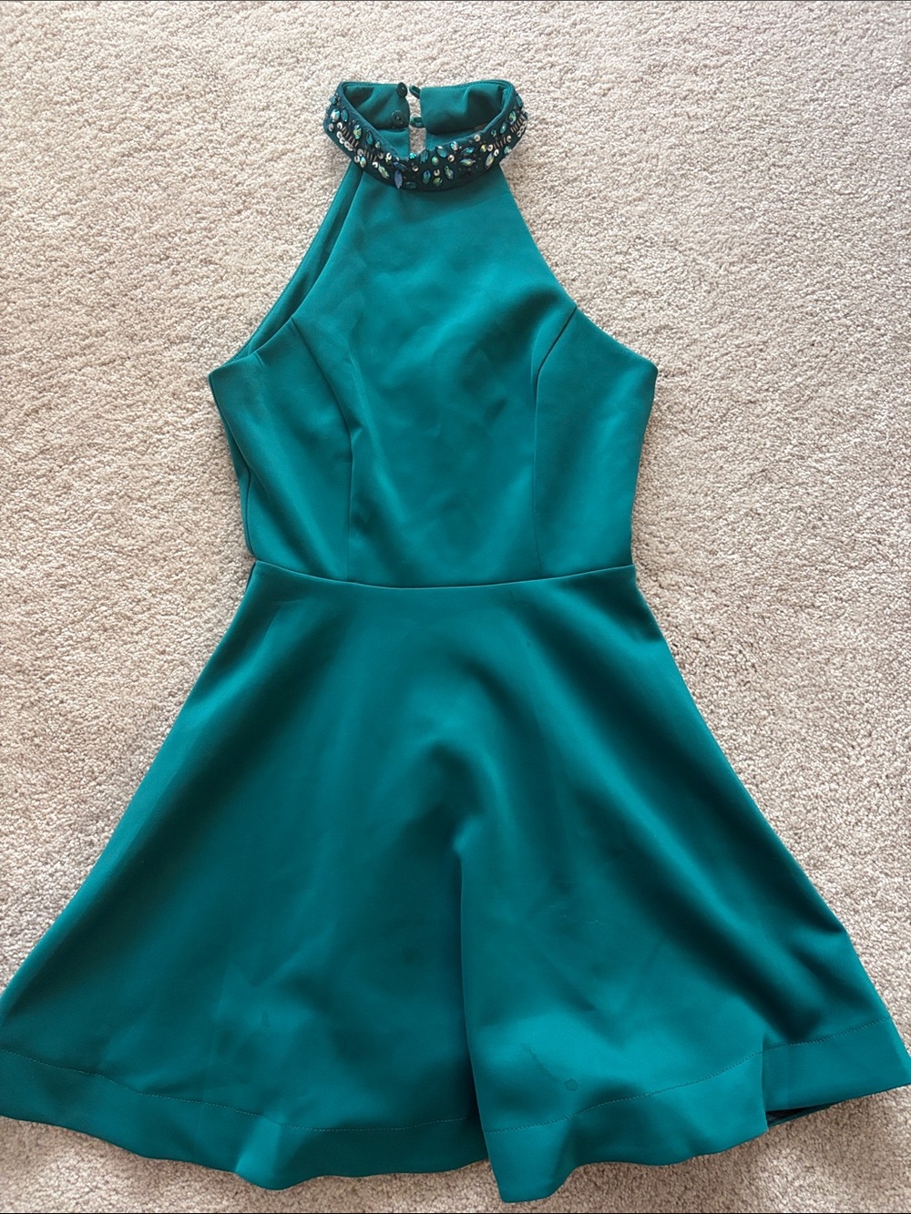 Emerald Halter Neck Jewel Collar Dress